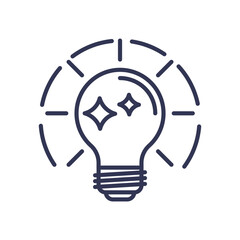 A light bulb icon symbolizing innovative and creative ideas, with radiating lines indicating inspiration and brilliance.