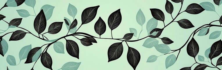 Obraz premium Seamless Floral Decorative Pattern on Deep Green Background