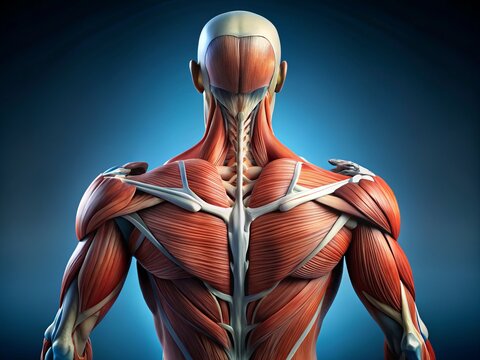 Shoulder blade muscles anatomy chart technical style