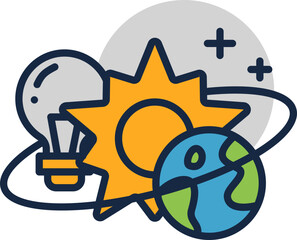 Space Earth Planet Flat Style Icon