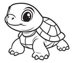 Coloring book with character kids turtle outline illustration