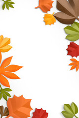Png autumn leaf border in flat lay style