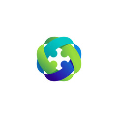 Community human Logo with gradient color, people logo design template design element, vector illustration