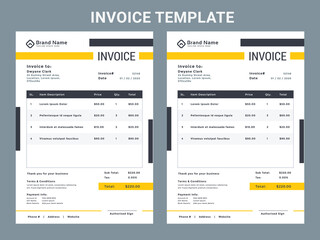 Minimal Corporate Business Invoice design template vector illustration bill form price invoice. Creative invoice template vector.