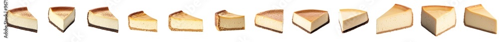 Poster Isolated cheesecake slices with transparent background
