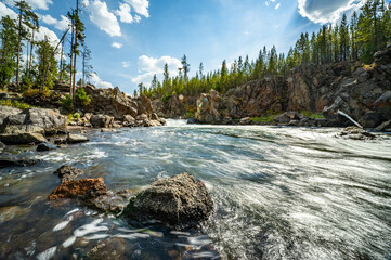 Yellowstone National Park's Firehole River at Cascade Rapids