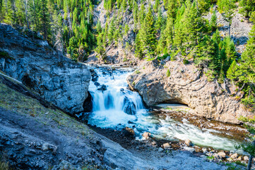 Yellowstone National Park's Firehole River at Keplar Cascades in the fall of 2024