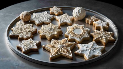 Festive Christmas Cookies with Icing on a Baking Tray - .Generated AI