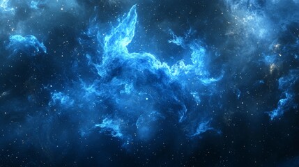 Mysterious blue nebula in outer space