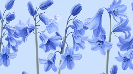 Seamless Bluebells and Leaves Illustration for Wallpaper, Fabric, and Home Decor