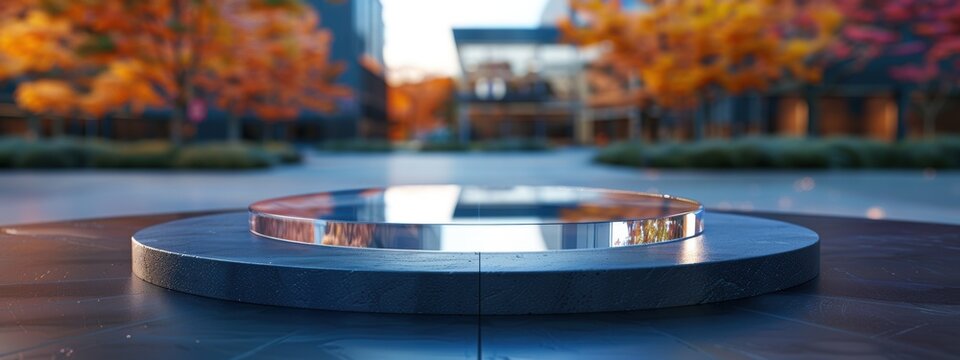 A clear glass bowl sits on a black stone base