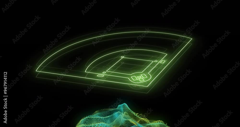 Wall mural Animation of neon stadium over green spots