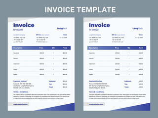 Professional invoice and letterhead design for the corporate office. letterhead, invoice design illustration. Simple and creative modern corporate clean design.