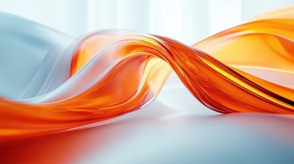 Dynamic Abstract Orange Curved Shape with White Background for Motion Graphics Animation, Designed with Octane Render Engine to Convey Elegance, Speed, and Energy in a Fluid Minimalist Style