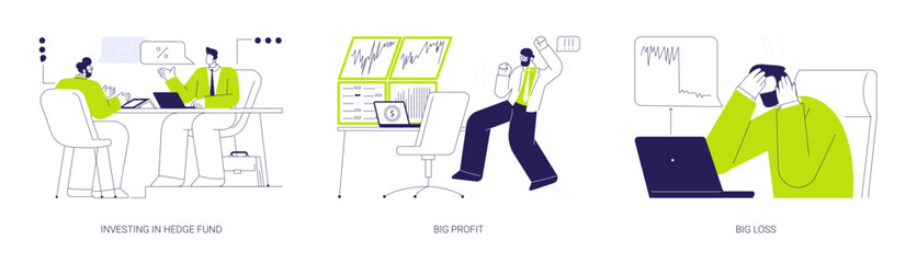 Hedge funding abstract concept vector illustrations.