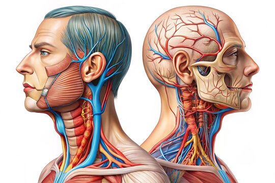 human anatomy detailed study, side view clip art preview