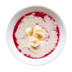 Png porridge, raspberry sauce, kids healthy breakfast