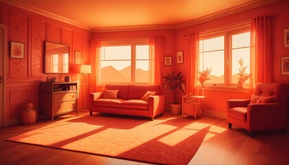 Photo interior modern design room 3d illustration;