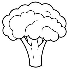 broccoli vegetable outline coloring book page line art illustration digital drawing
