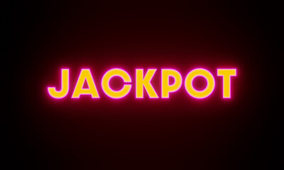 Jackpot, illuminated text in orange and purple. Winning, casino, gambling, roulette, games, lottery.