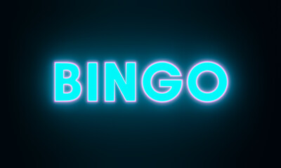 Obraz premium Bingo, text illuminated in red and blue. Winning, casino, gambling, roulette, games, lottery.