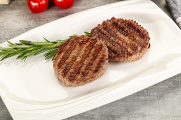 Grilled two beef burger cutlet