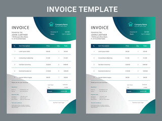 Minimal Corporate Business Invoice design template vector illustration bill form price invoice. Creative invoice template vector. business stationery design payment agreement design template