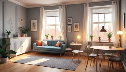 Fototapeta premium Photo interior modern design room 3d illustration;