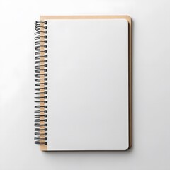 Blank spiral notebook on a white background.