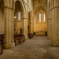 Obraz premium Interior of old church of medieval town, France