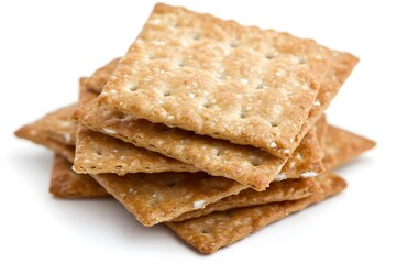 Fototapeta premium A stack of crispy, golden-brown crackers.