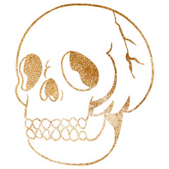 Glittery gold skull sticker design element