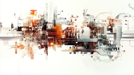 Fototapeta premium Abstract Digital Cityscape with Intertwined Geometric Shapes and Lines