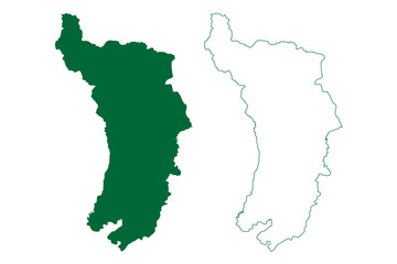 Darjeeling district (West Bengal State, Republic of India) map vector illustration, scribble sketch Darjeeling map