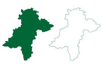 Fototapeta premium Davanagere district (Karnataka State, Republic of India, Bangalore Division) map vector illustration, scribble sketch Davanagere map