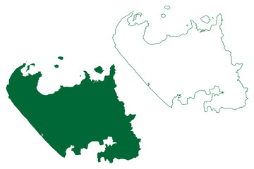 Devbhumi Dwarka district (Gujarat State, Republic of India) map vector illustration, scribble sketch Devbhumi Dwarka map