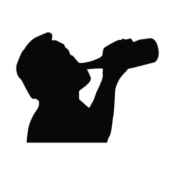 recommend clip art: Silhouetten of a man drinking wine from the bottle, International Beer Day