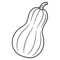 butternut squash vegetable outline coloring book page line art illustration digital drawing