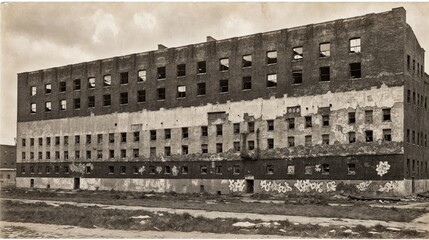 Generative AI, Abandoned, Weathered Building with Graffiti and Broken Windows