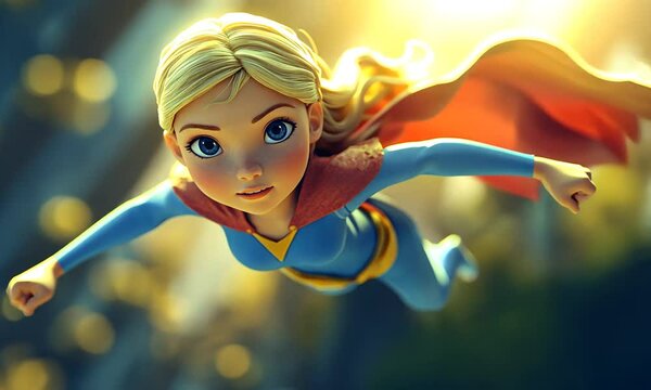 Superhero Girl in Flight
