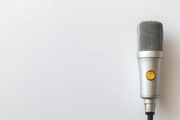 Fototapeta premium Microphone on a plain background for audio recording.