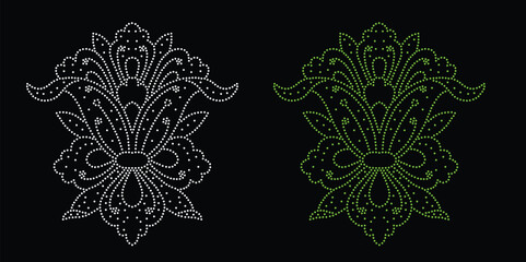 Rhinestone flower vector Design. Unique modern rhinestone flower vector design, element vector design for Illustration of rhinestones in the form of a necklace. Flower Transfer Rhinestone.