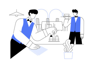 Restaurant routine isolated cartoon vector illustrations.