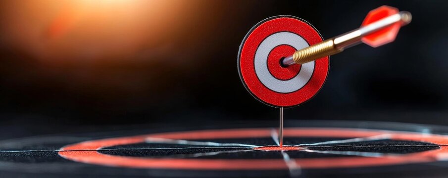 A business plan with a bullseye target and strategic goals aligned towards it