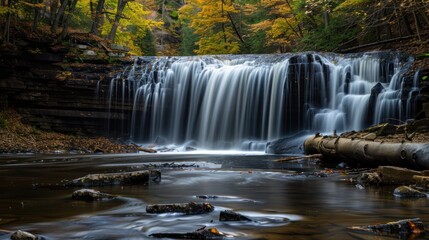 Fototapeta premium Waterfall in Autumn Forest