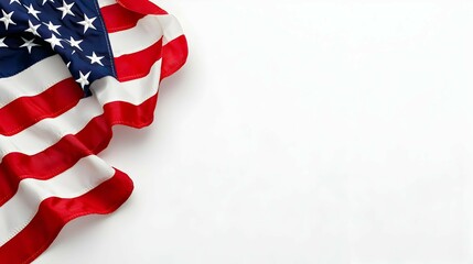 American Flag Corner Border on White Background