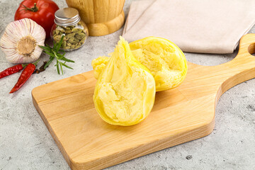 Italian traditional yellow Scamorza cheese