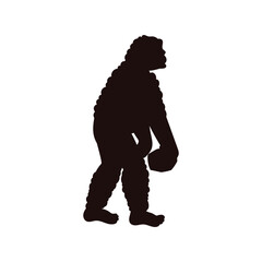 Stage of evolution from ape to man. Black silhouette.