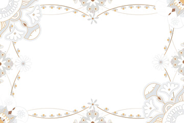 Mandala pattern gold frame png gray Indian style illustration