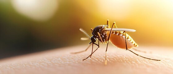 A mosquito bite triggers a series of unforeseen events with lasting impact. Concept Insect Bites, Unforeseen Consequences, Health Impacts, Life Changes, Ripple Effect